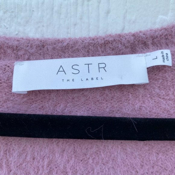 ASTR the Label Square Neck Faux Fur Fuzzy Sweater Pink Size Large - Picture 4 of 8